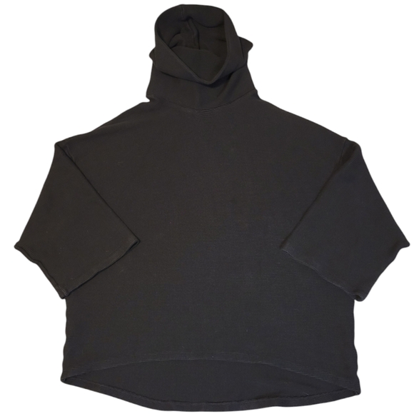 Esby Mesa Top Black Rib Dolman Sleeve Turtleneck Sweater 100% Cotton Medium - Picture 8 of 8